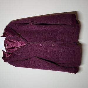 Hannah Anderson Wool Blend Hooded Coat Button Entry Purple Size 160